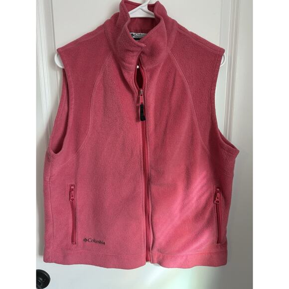 Columbia Pink Fleece Zip Up Vest Size X Large - Picture 1 of 10